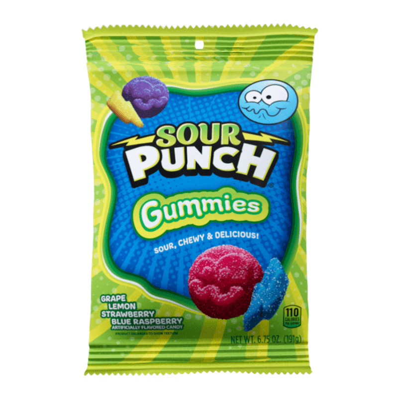 Sour Punch Gummies Peg Bag 6.75oz (191g)*12st. USA/Dato