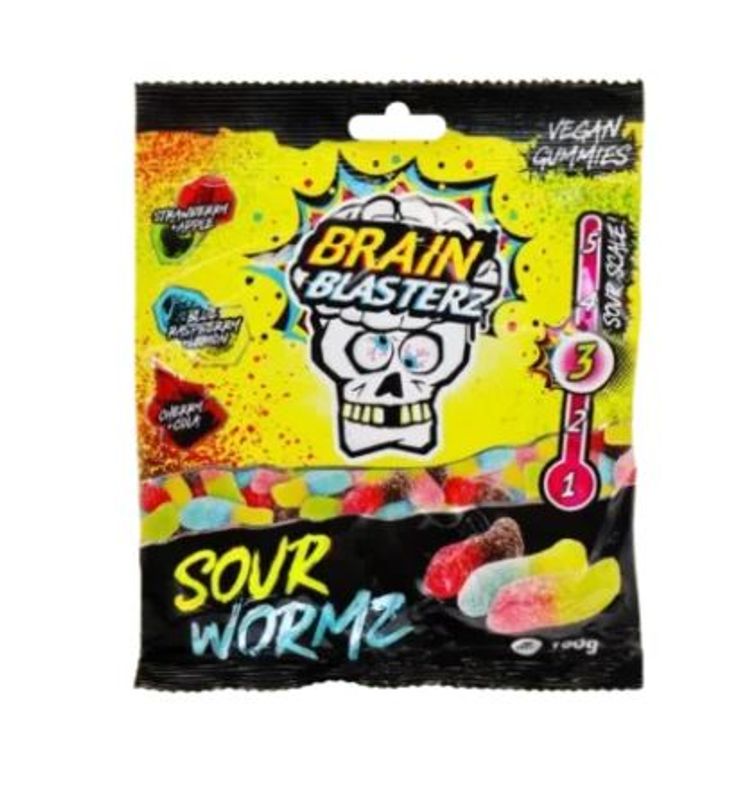 Brain Blasterz Sour Wormz gummies 100g*16st.